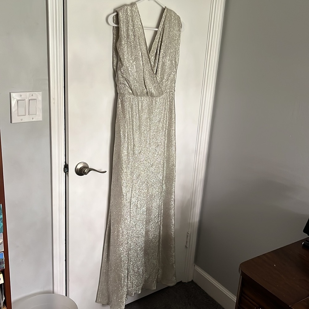 Jenny Yoo nude/silver dress
